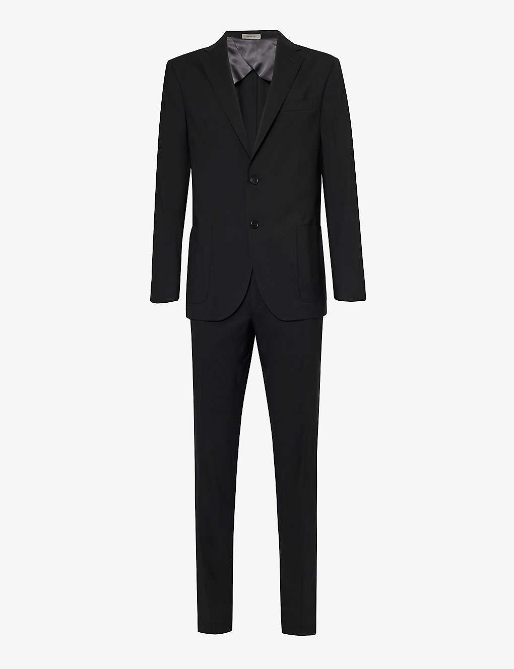 Corneliani Mens Black Welt-pocket Notched-lapel Regular-fit Wool Suit