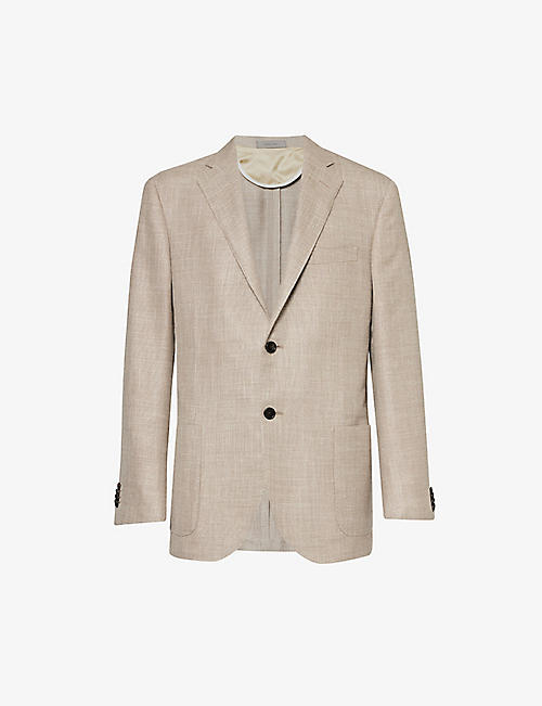 CORNELIANI: Notched-lapel  welt-pocket wool, silk and linen-blend jacket