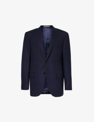 Corneliani Mens Navy Hopsack Notched-lapel Welt-pocket Regular-fit Blazer