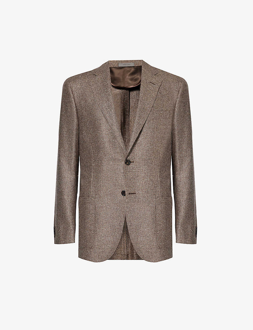 Corneliani Mens Brown Notched-lapel Buttoned-cuff Regular-fit Silk Jacket