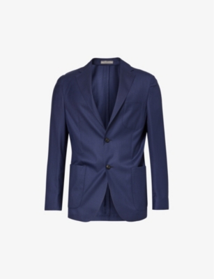 Corneliani Wool-silk Single-breasted Blazer In Navy