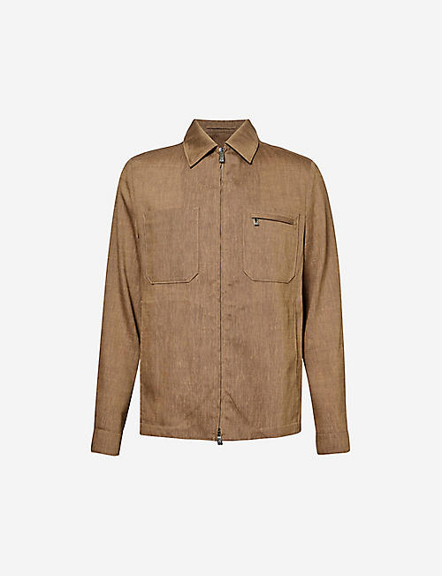 CORNELIANI: Chest-pocket long-sleeved cotton overshirt