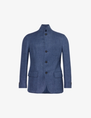 CORNELIANI: Single-breasted notched-lapel wool and linen-blend jacket