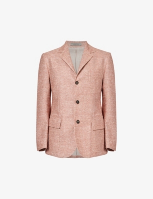 Shop Corneliani Single-breasted Regular-fit Linen And Cotton-blend Blazer In Red