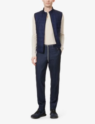 Shop Corneliani Men's Navy Reversible Side-pocket Silk And Wool-blend Gilet