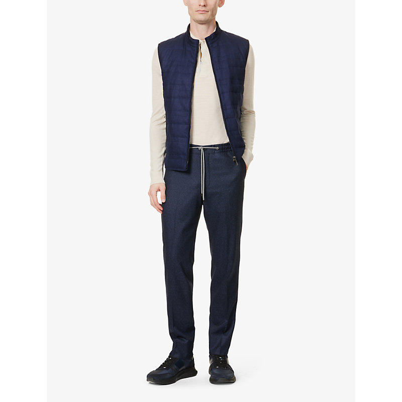 Shop Corneliani Men's Navy Reversible Side-pocket Silk And Wool-blend Gilet