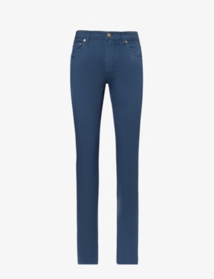 CORNELIANI: Brand-patch regular-fit stretch-cotton trousers