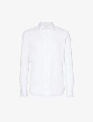 CORNELIANI: Spread-collar slim-fit cotton-jersey shirt