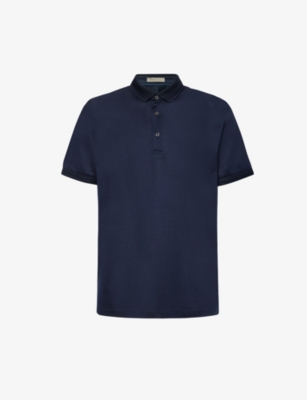 Corneliani Men's Navy Brand-appliqué Cotton Polo Shirt