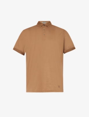 CORNELIANI Brand appliqu cotton polo shirt Selfridges