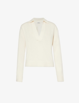 Simkhai Womens Ivory Open-collar Cotton And Cashmere-blend Jumper In Ivory