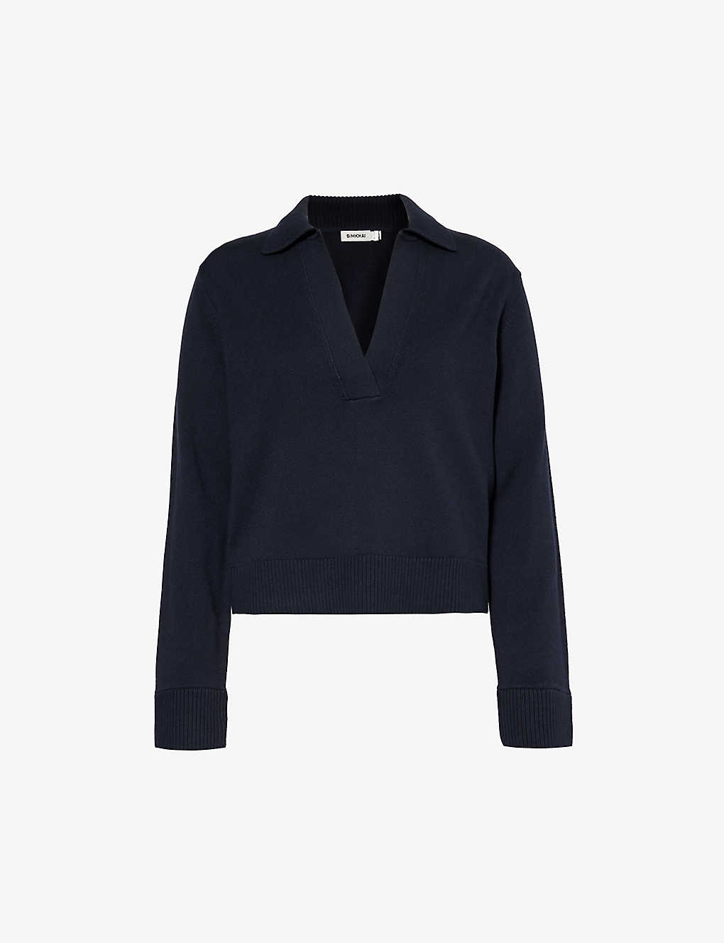 Simkhai Womens Midnight Open-collar Cotton And Cashmere-blend Jumper In Navy