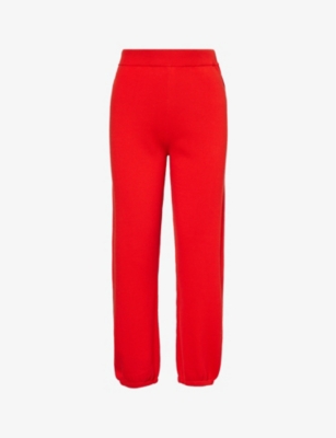 SIMKHAI SIMKHAI WOMEN'S VERNIS RED RELAXED-FIT COTTON AND CASHMERE-BLEND TROUSERS