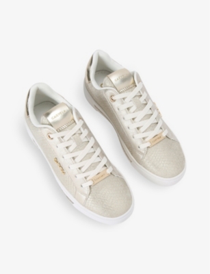 CARVELA WOMENS GOLD DIAMOND BRANDED FAUX-LEATHER TRAINERS EUR 40 / 7 UK 