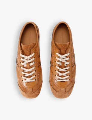 Dries Van Noten Womens Tan Retro Panelled Leather Low-top Trainers In Tan