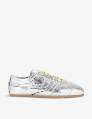 DRIES VAN NOTEN: Retro metallic leather low-top trainers