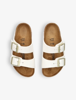 Birkenstock Womens White Arizona Double-strap Patent-leather Flat Sandal In White