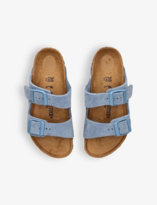 Shop Birkenstock Boys Blue Kids Arizona Two-strap Suede Sandals 4-9 Years