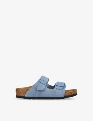 Shop Birkenstock Boys Blue Kids Arizona Two-strap Suede Sandals 4-9 Years