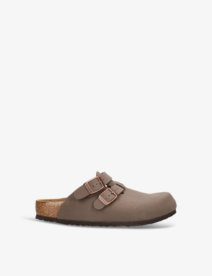 BIRKENSTOCK BROWN KAY BUCKLE-EMBELLISHED FAUX-LEATHER CLOGS EUR 28 / 10 UK