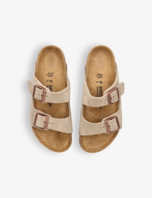 Shop Birkenstock Boys Taupe Kids Arizona Two-strap Suede Sandals 4-9 Years