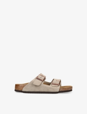 Shop Birkenstock Boys Taupe Kids Arizona Two-strap Suede Sandals 4-9 Years