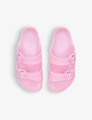 Shop Birkenstock Girls Pink Kids Arizona Logo-embossed Rubber Sandals 4-9 Years