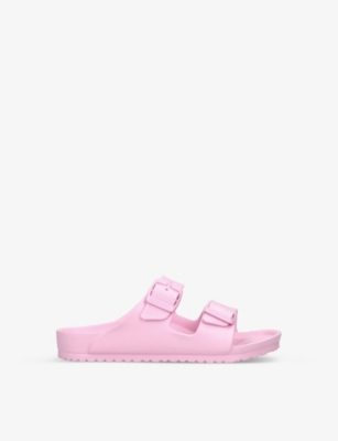 Shop Birkenstock Girls Pink Kids Arizona Logo-embossed Rubber Sandals 4-9 Years