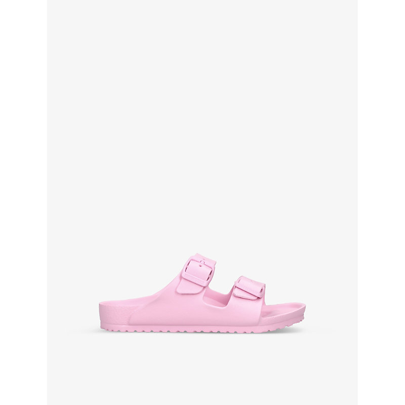 Shop Birkenstock Girls Pink Kids Arizona Logo-embossed Rubber Sandals 4-9 Years