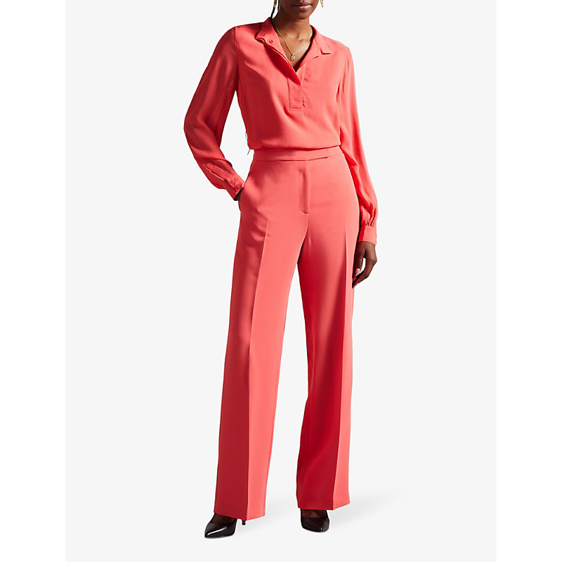 Shop Ted Baker Women's Coral Hendra Relaxed-fit Crepe Shirt In Orange