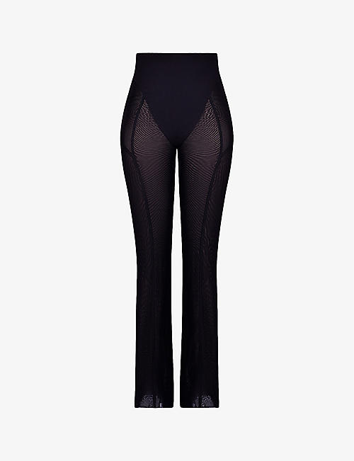 HOUSE OF CB: Avalon sheer straight-leg high-rise stretch-woven trousers