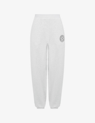 House Of Cb Womens Light Grey Marl Coast Logo-print Cotton Jogging Bottoms