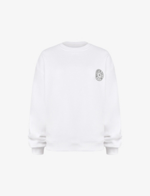 House Of Cb Womens White Haze Logo-print Cotton Sweatshirt