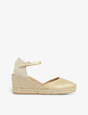 LK BENNETT: Marissa wedge-heel leather espadrilles