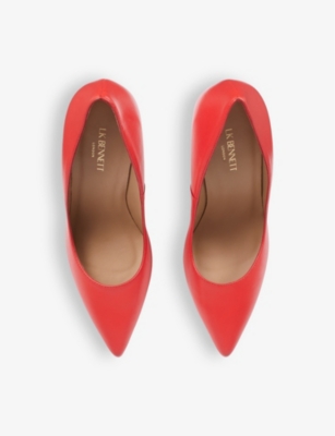 Shop Lk Bennett Women's Red-red Fern Heeled Leather Court Shoes
