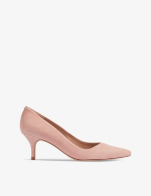 LK BENNETT: Farah asymmetric heeled suede court shoes