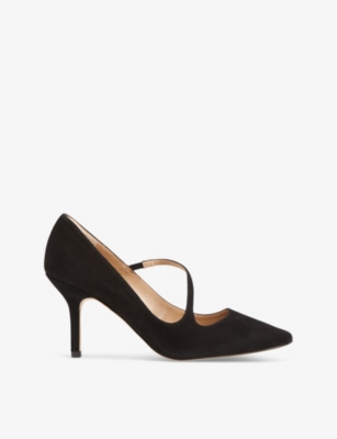 LK BENNETT: Simone asymmetric heeled leather court shoes