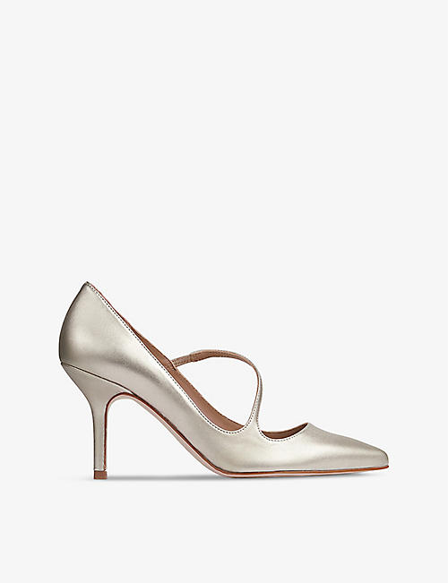 LK BENNETT: Simone asymmetric heeled leather court shoes