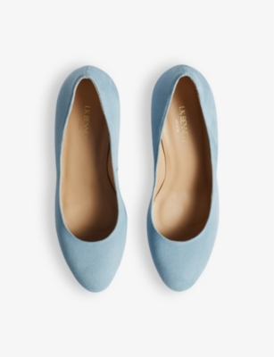Shop Lk Bennett Women's Blu-aqua Winola Block-heel Suede Court Shoes