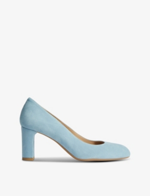 Shop Lk Bennett Women's Blu-aqua Winola Block-heel Suede Court Shoes