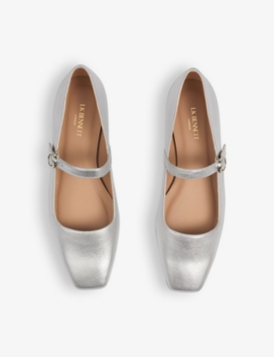 Shop Lk Bennett Women's Met-silver Willow Mary-jane Leather Flats