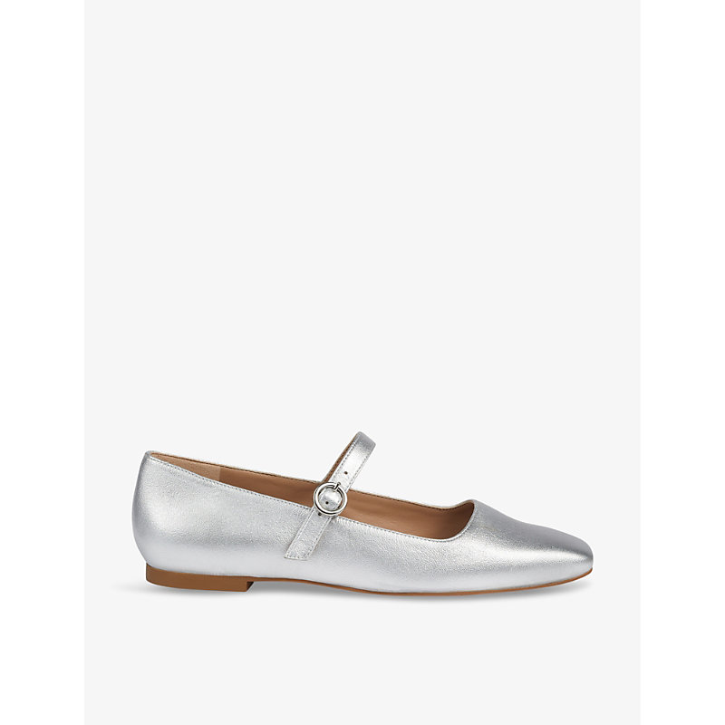 Lk Bennett Womens Met-silver Willow Mary-jane Leather Flats