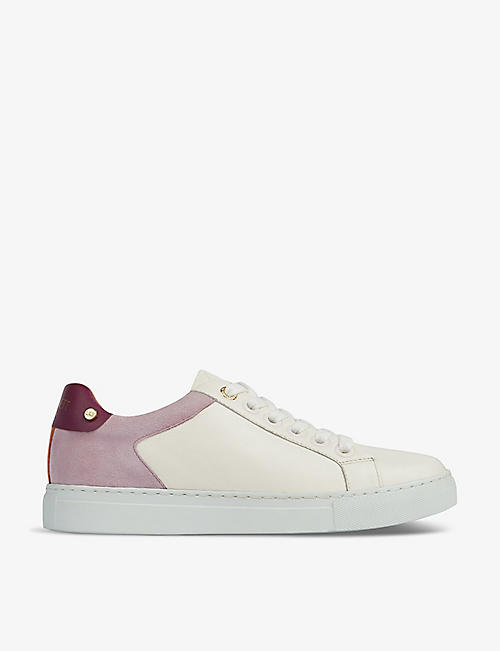 LK BENNETT: Signature stud-embellished leather low-top trainers