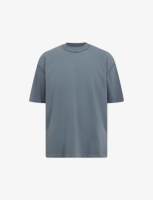 Shop Allsaints Mens Ashy Blue Isac Crew-neck Oversized Organic-cotton T-shirt Xxl