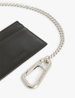 ALLSAINTS: Makoto debossed-logo leather card holder with chain