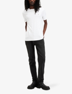 Allsaints Mens White Brace Logo-embroidered Pack Of Three Cotton-jersey T-shirts In White