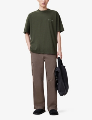 Allsaints Underground Oversized Crew Neck T-shirt In Kombu Green
