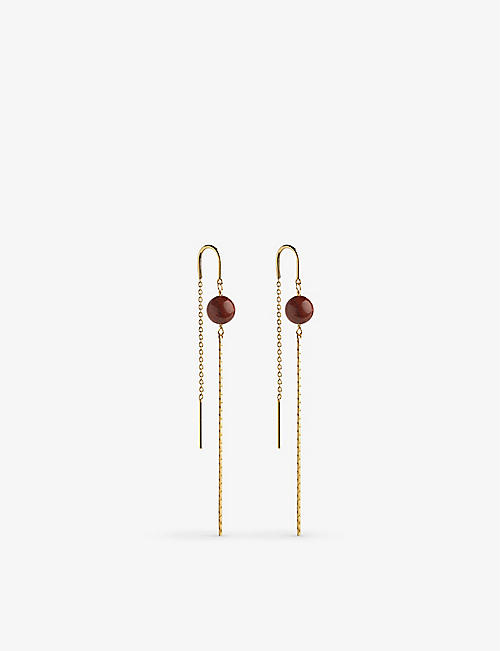 ENAMEL COPENHAGEN: Aga 18ct yellow gold-plated 925 sterling silver and glass bead drop earrings