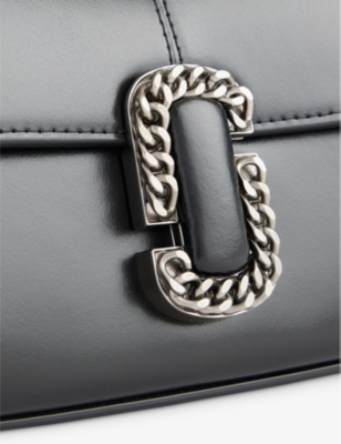 Shop Marc Jacobs The Leather Mini Top Handle Bag In Black/silver