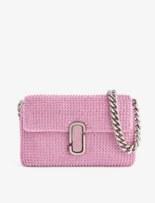 Shop Marc Jacobs The Mini Shoulder Crystal-embellished Shoulder Bag In Petal Pink